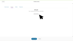 Creating a survey, the cursor is clicking Reset preview.